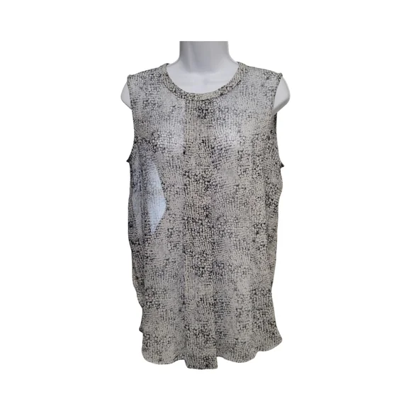 Vince Camuto Sleeveless Black and White Sheer Textured Top - Picture 1 of 10